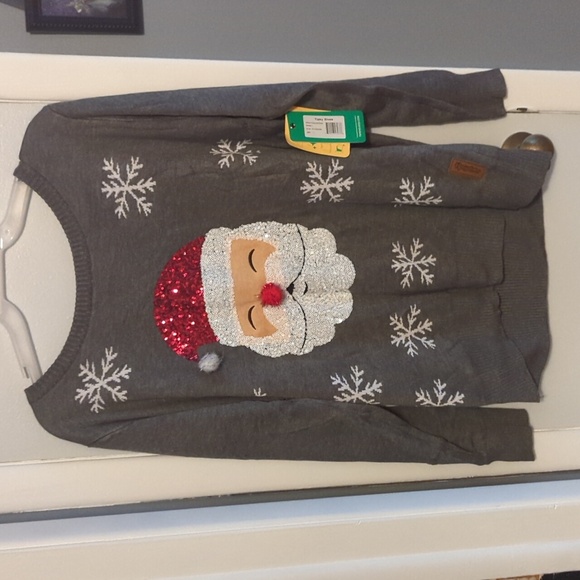 Tipsy Elves Sequin Santa Sweater, L/ FLAWED - Picture 1 of 5
